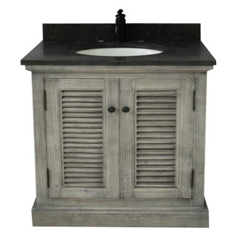 Abel 36 inch Single Sink Rustic Bathroom Vanity, Marble Top, Backsplash
